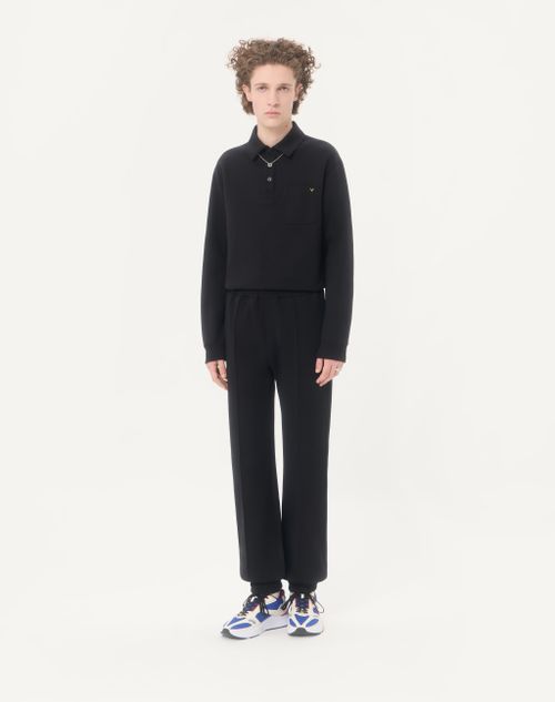 Valentino - Valentino Cotton Polo Shirt With Vgold - Black - Man - T-shirts And Sweatshirts